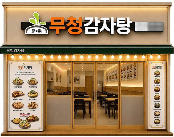 무청감자탕 매장 파사드